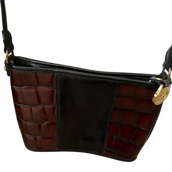 Brahmin Black and Brown Croc Small Crossbody Bag - Picture 3 of 10
